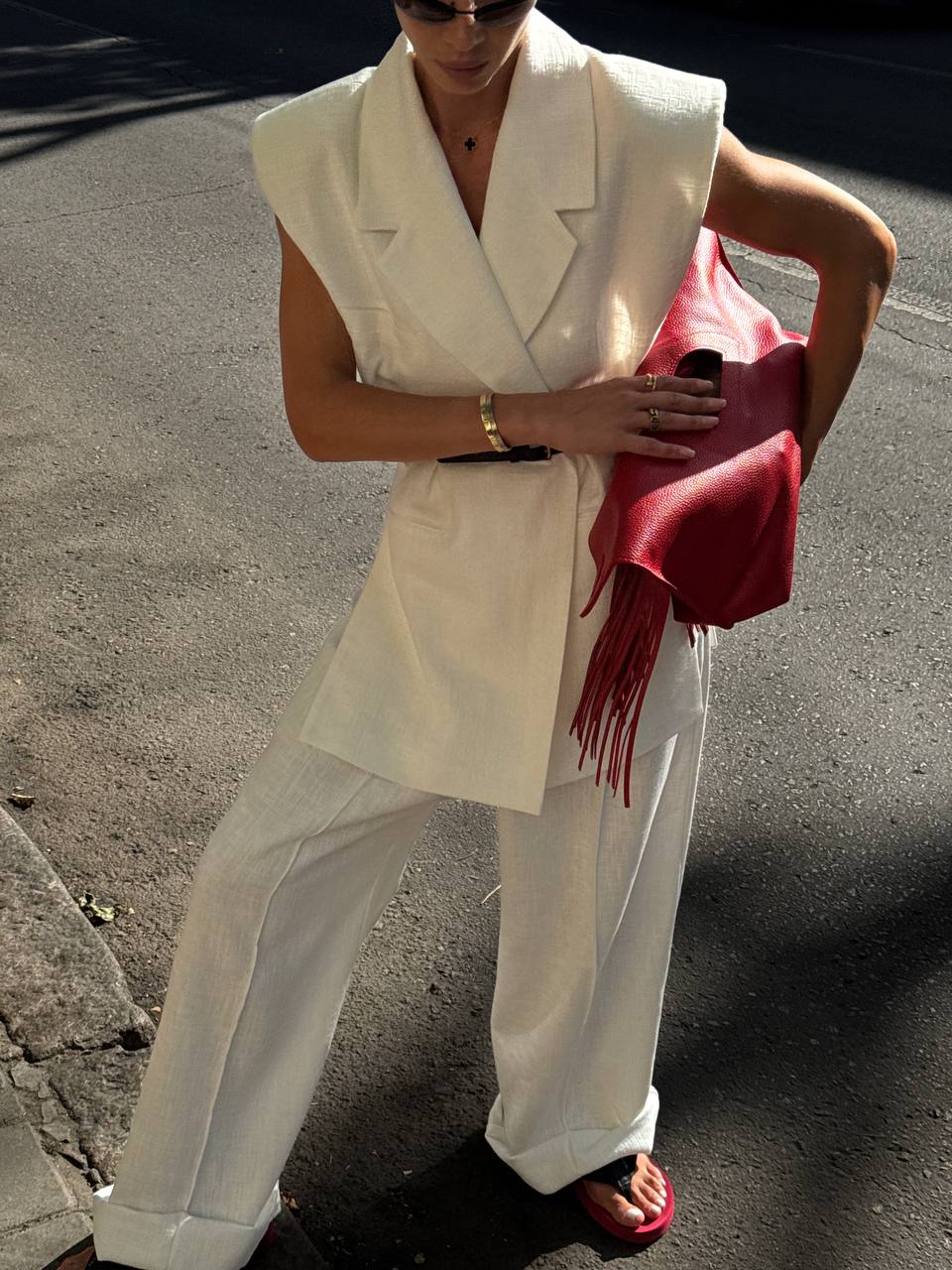 Сумка RIGfringe Mini червона фактурна шкіра