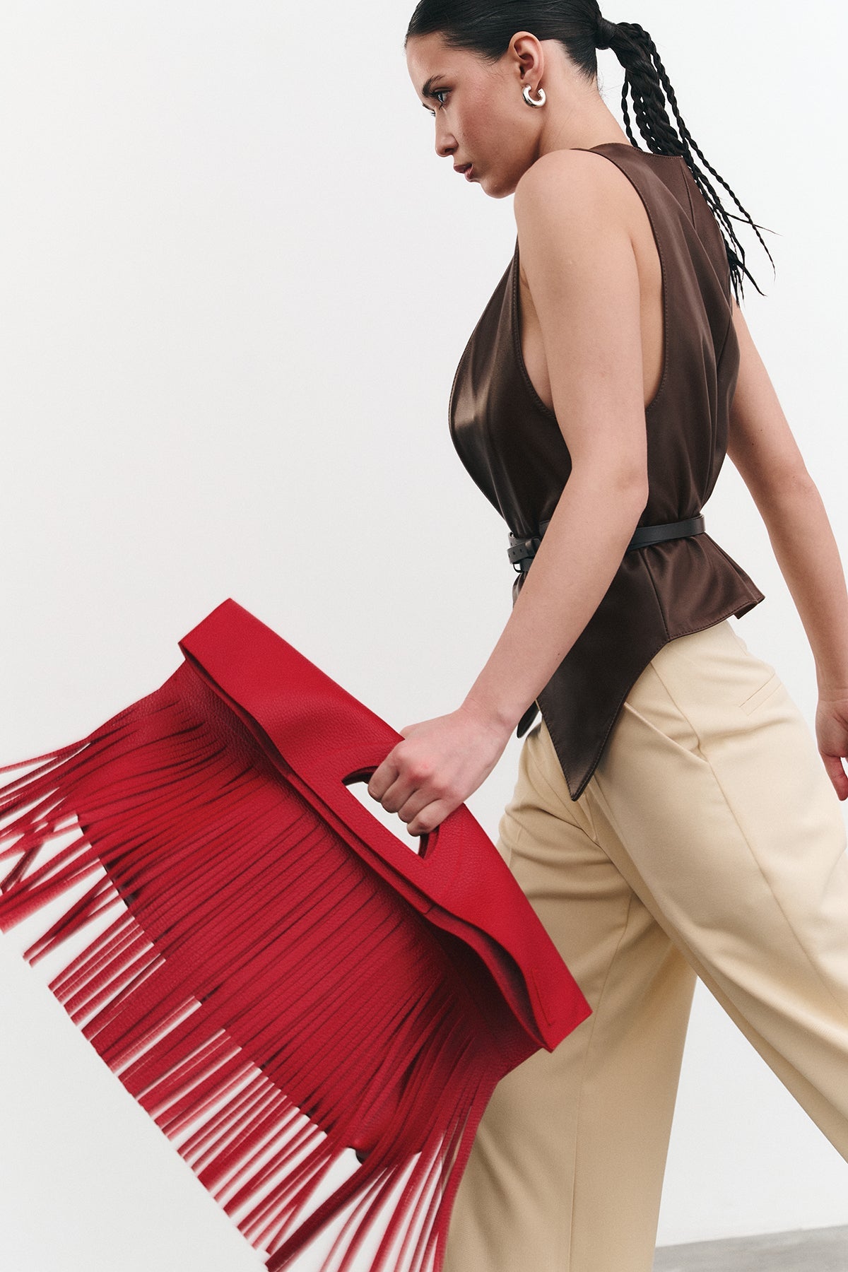 Сумка RIGfringe Mini червона фактурна шкіра