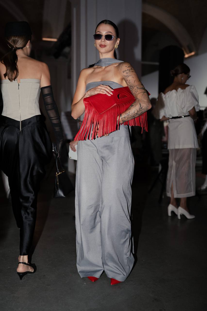 Сумка RIGfringe Mini червона фактурна шкіра