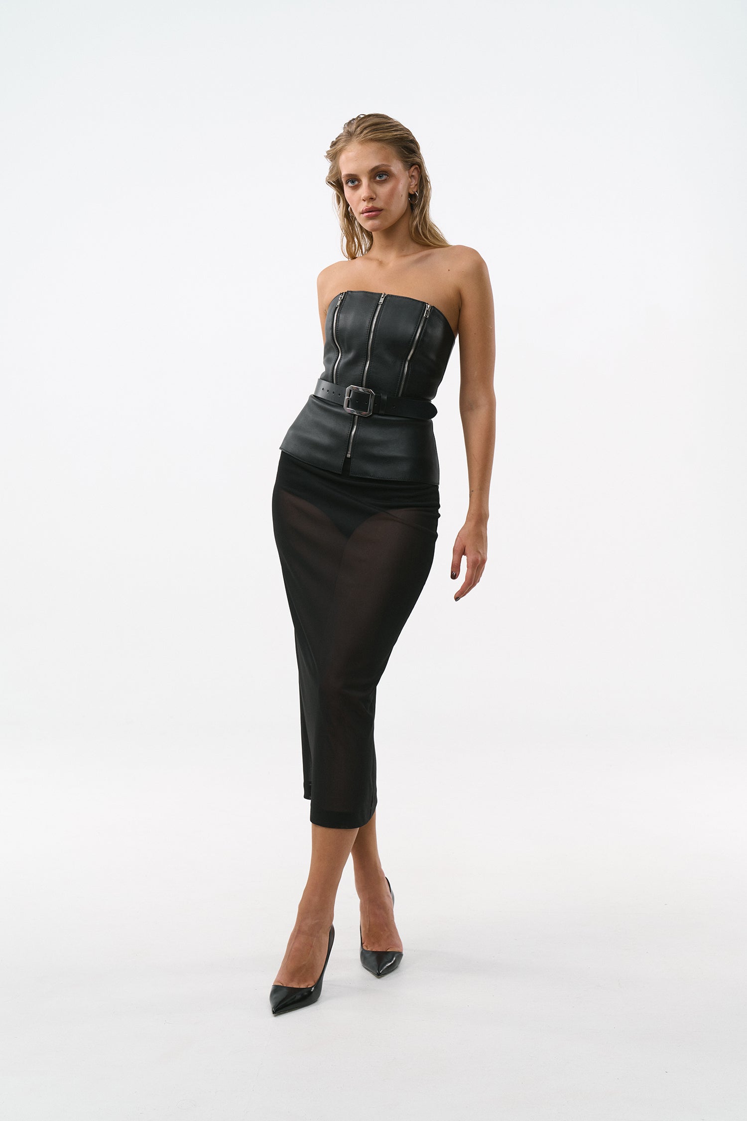 Корсет Tori чорний з поясом