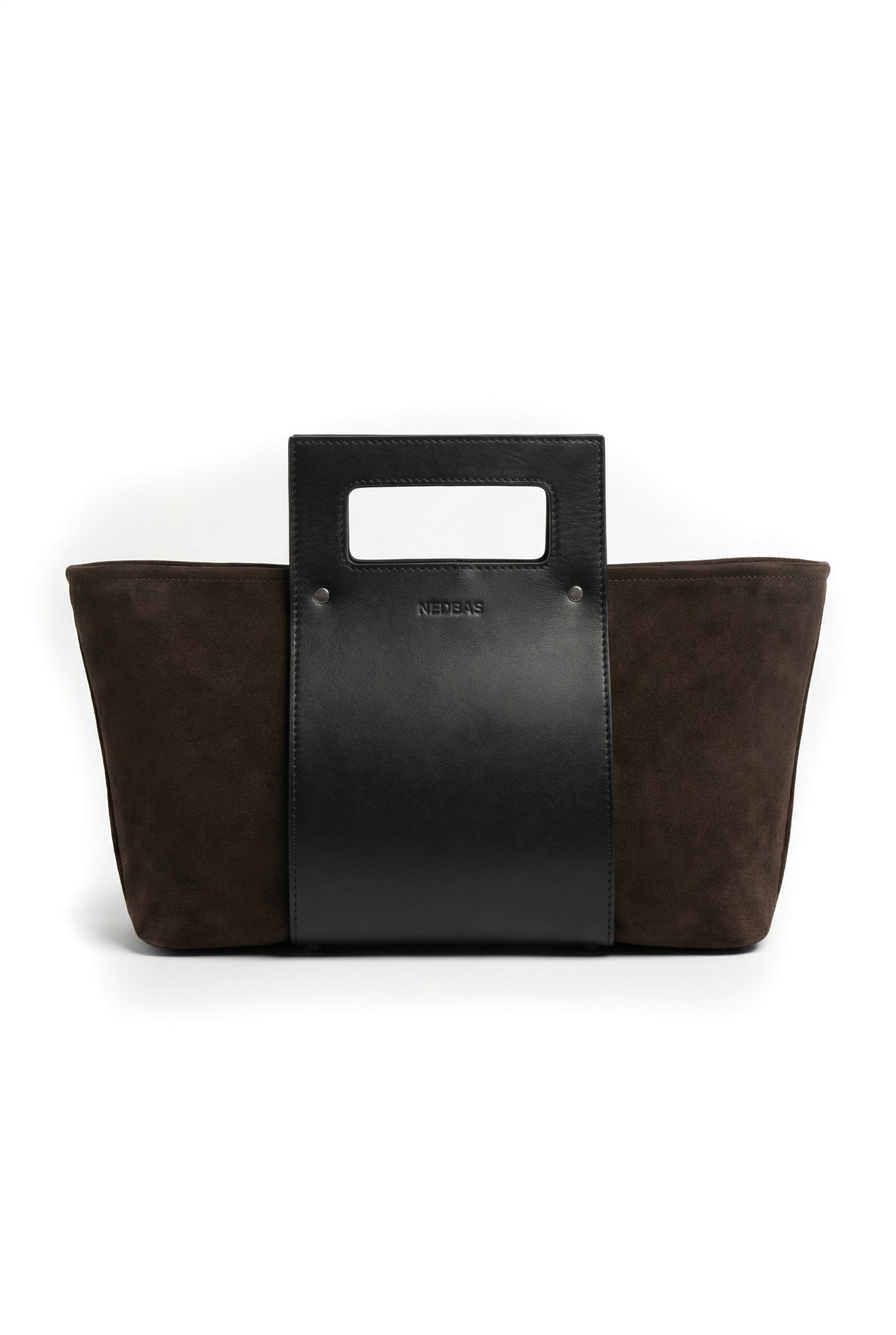 Сумка Calveth чорна з шоколадною замшею